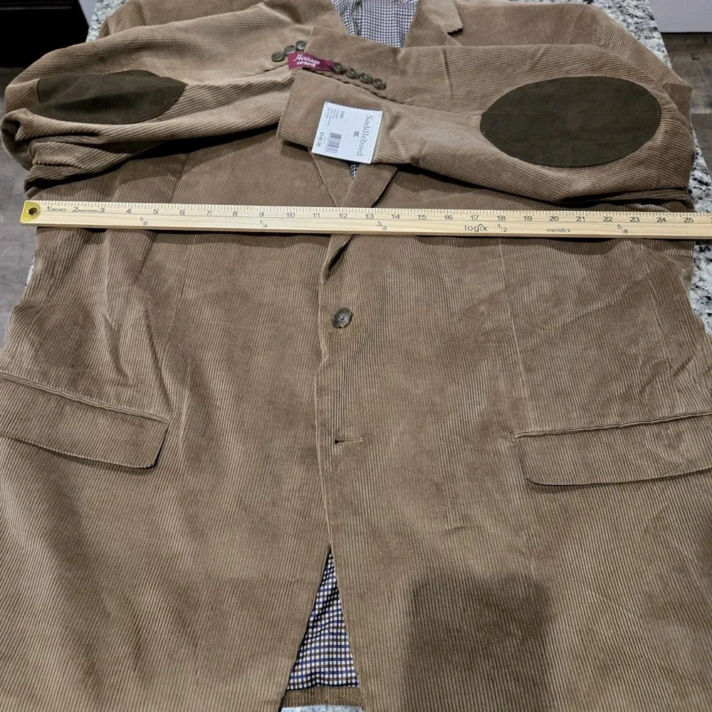 Mens NWT Saddlebred Brown Corduroy Blazer Elbow Patch50R JACKET CLASSIC Academia